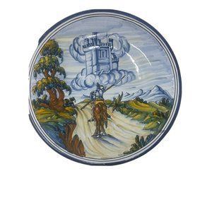 VTG "Spanish Knight Riding to castle" Hand-Painted Talavera 16” Wall Spain Plate